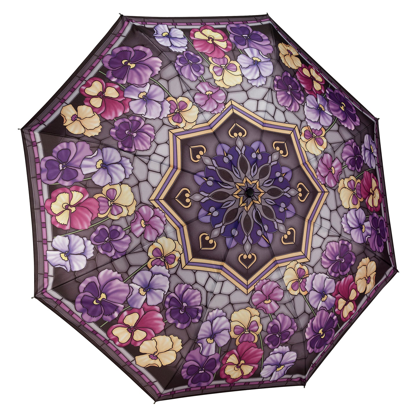 Stained Glass Pansies Umbrella
