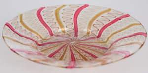 Antique Venetian Glass Set -  vase and saucer (pink and gold)