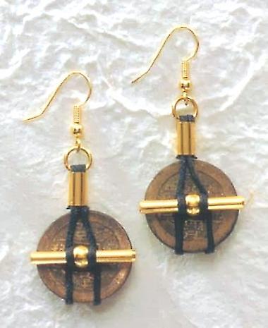 I Ching Coin with Cord Earrings