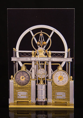 Steam Engine Automaton Clock Postcard