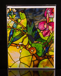Tiffany Parrots (Middle Panel) Notecard