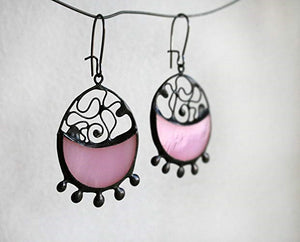 Pink Stained Glass Earrrings