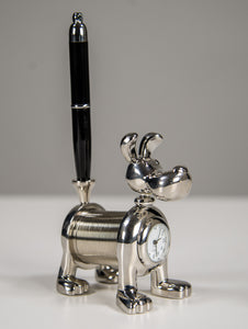 Spring Dog w/ Pen Miniature Clock