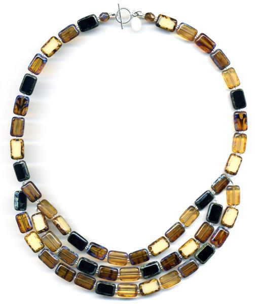 Trilogy 3-Strand Earthy Glass Tile Necklace