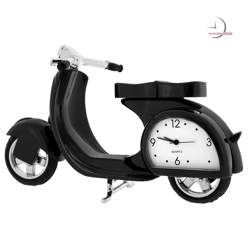 Vespa/Scooter-Black Miniature Clock
