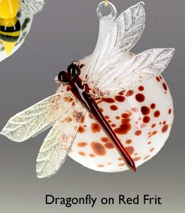 Dragonfly on Red Frit Ornament