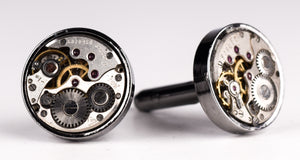 Thick Bezel Gun Metal Watch Parts Cufflinks